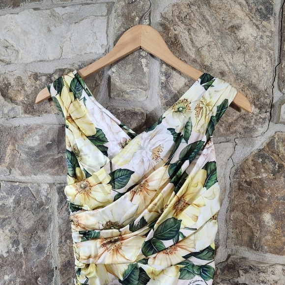 Dolce & Gabbana 2 38 Camellia Ruched Satin Silk Floral Dress - Picture 5 of 15